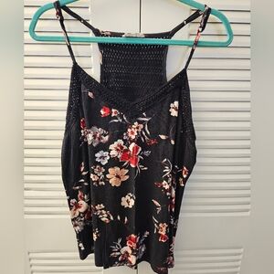 Maurices Navy Blue and Red Floral Tank Top - XL